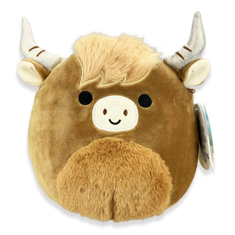 7.5 Squishmallows Wilfred - Brown Highland Cow W/Fuzzy Belly