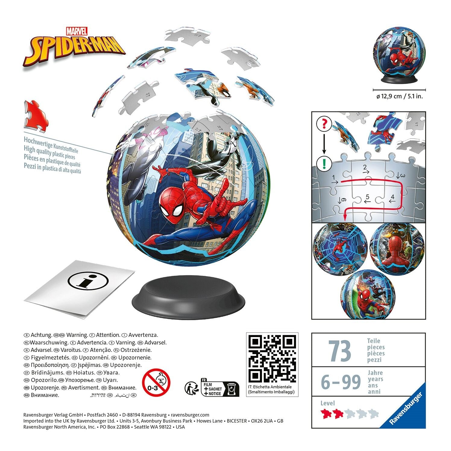 Spider-Man 3D Puzzle Ball, 72pc