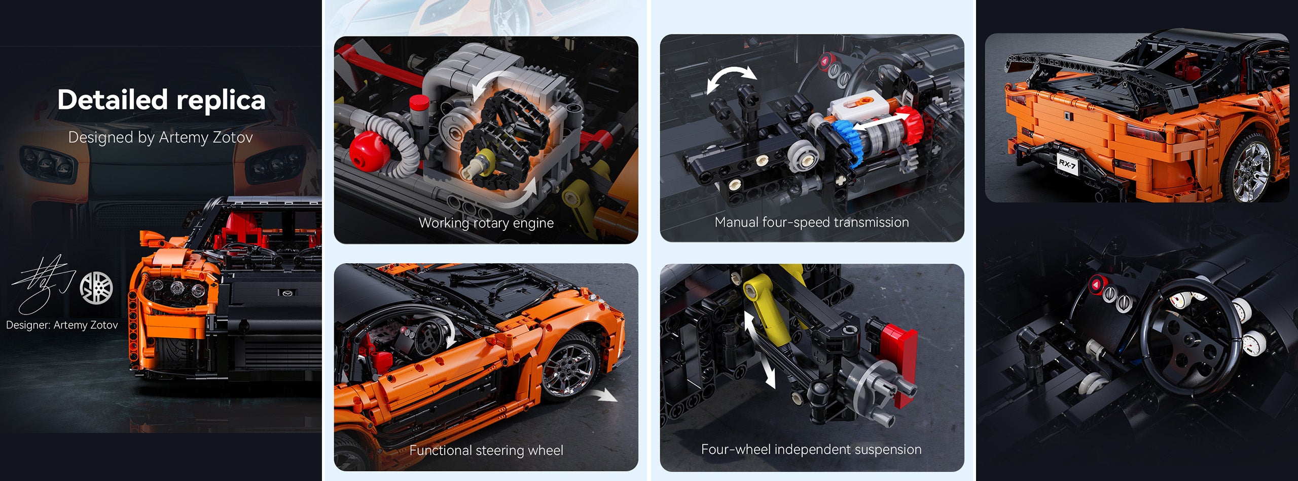 CaDA Master Mazda RX-7 1:8 Car Building Set 3305 Pieces