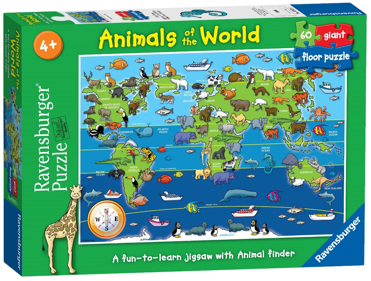 Animals of the World Giant Floor Puzzle, 60pc