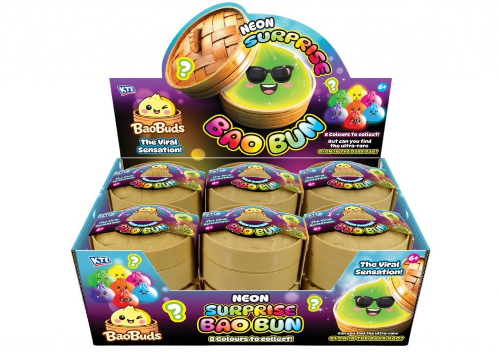 KTL Neon Glow Bao Buns In Dumpling Case 8.5cm In A Basket