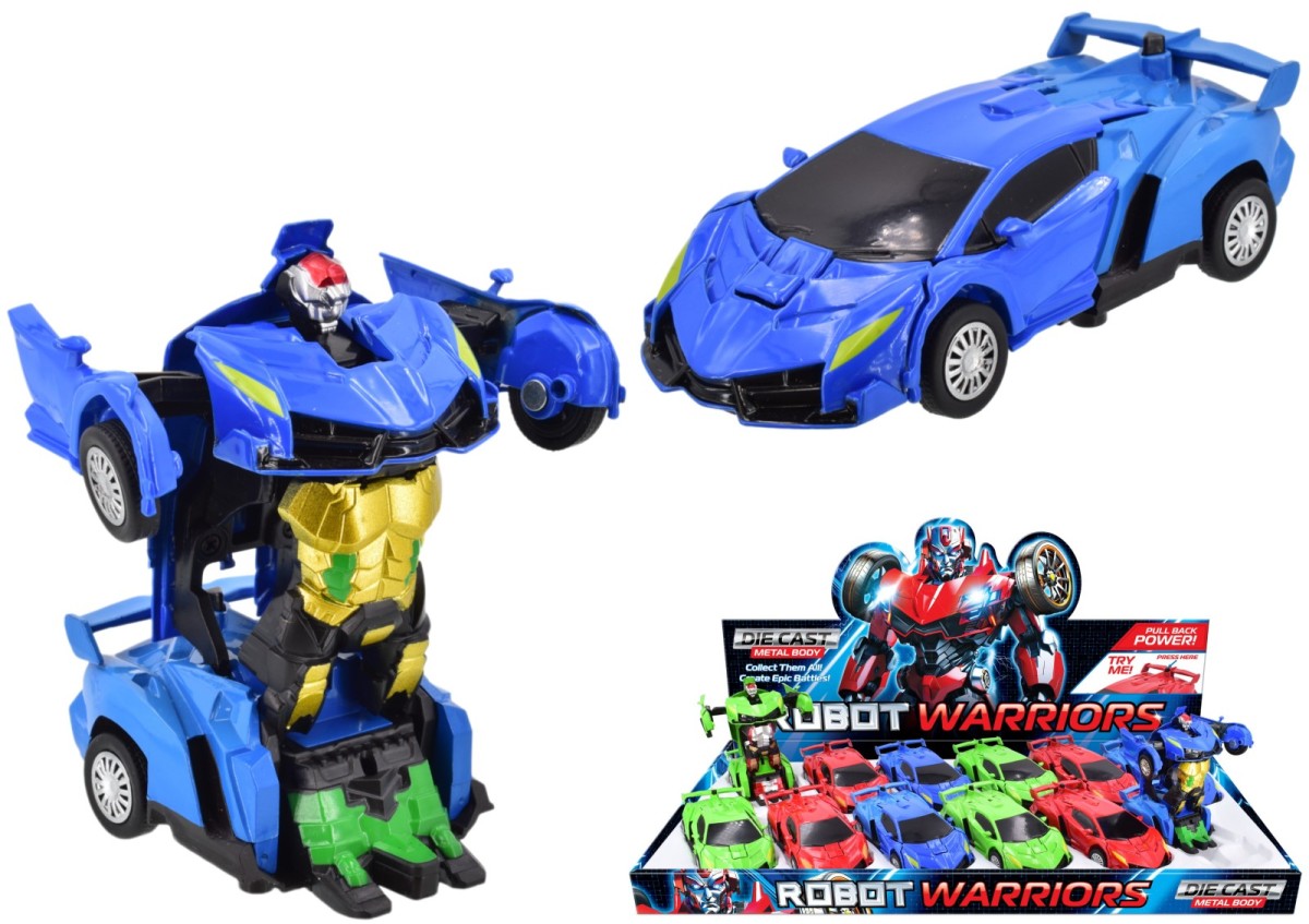 Die Cast Robot Changer Car Pull Back 3 asst