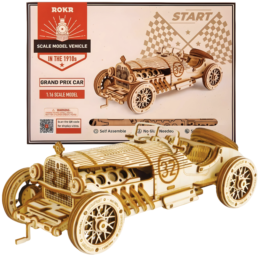 Rokr Grand Prix Car 3D wooden puzzle Model Kit