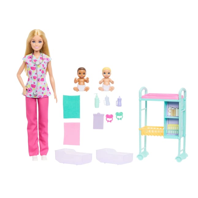 Barbie Babysitter Redhead Baby Doctor Playset