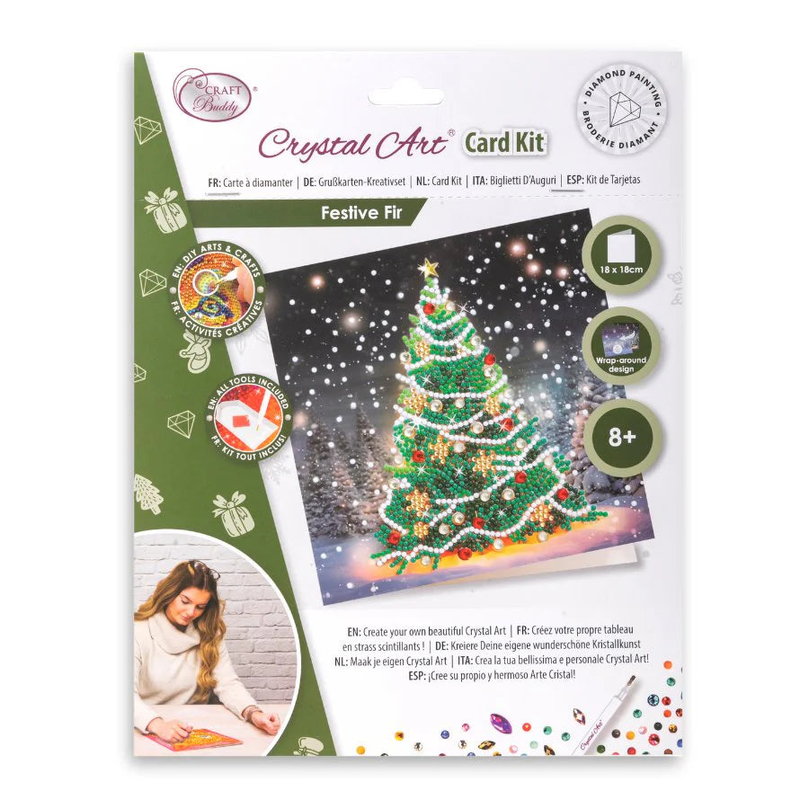 Festive Fir, 18x18cm Crystal Art Card