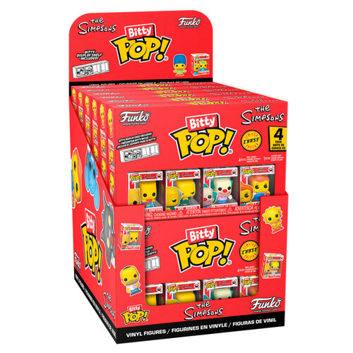 Display box of Funko Bitty Pop! The Simpsons figures on a white background
