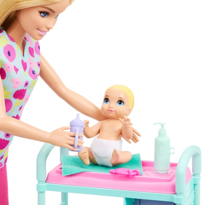 Barbie Babysitter Redhead Baby Doctor Playset