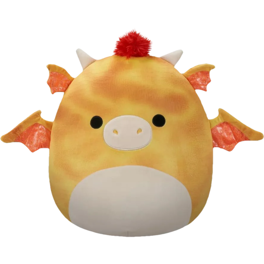 Plush toy with dragon-like design on a white background