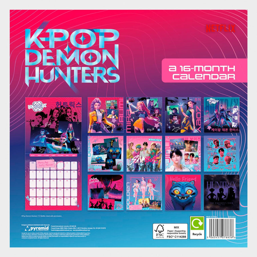 K-POP 30x30 16 Month Calender