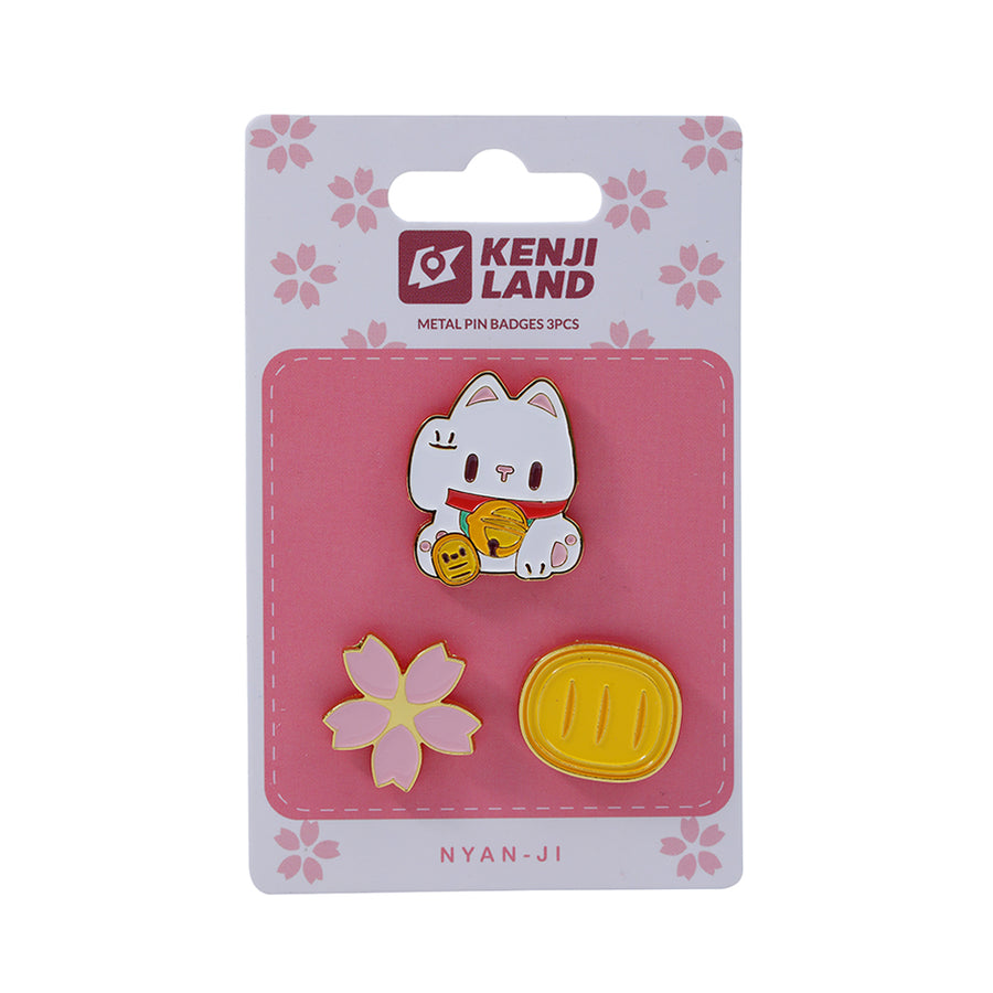 KENJI Metal Pin Badges 3pcs Kland Nyan Ji