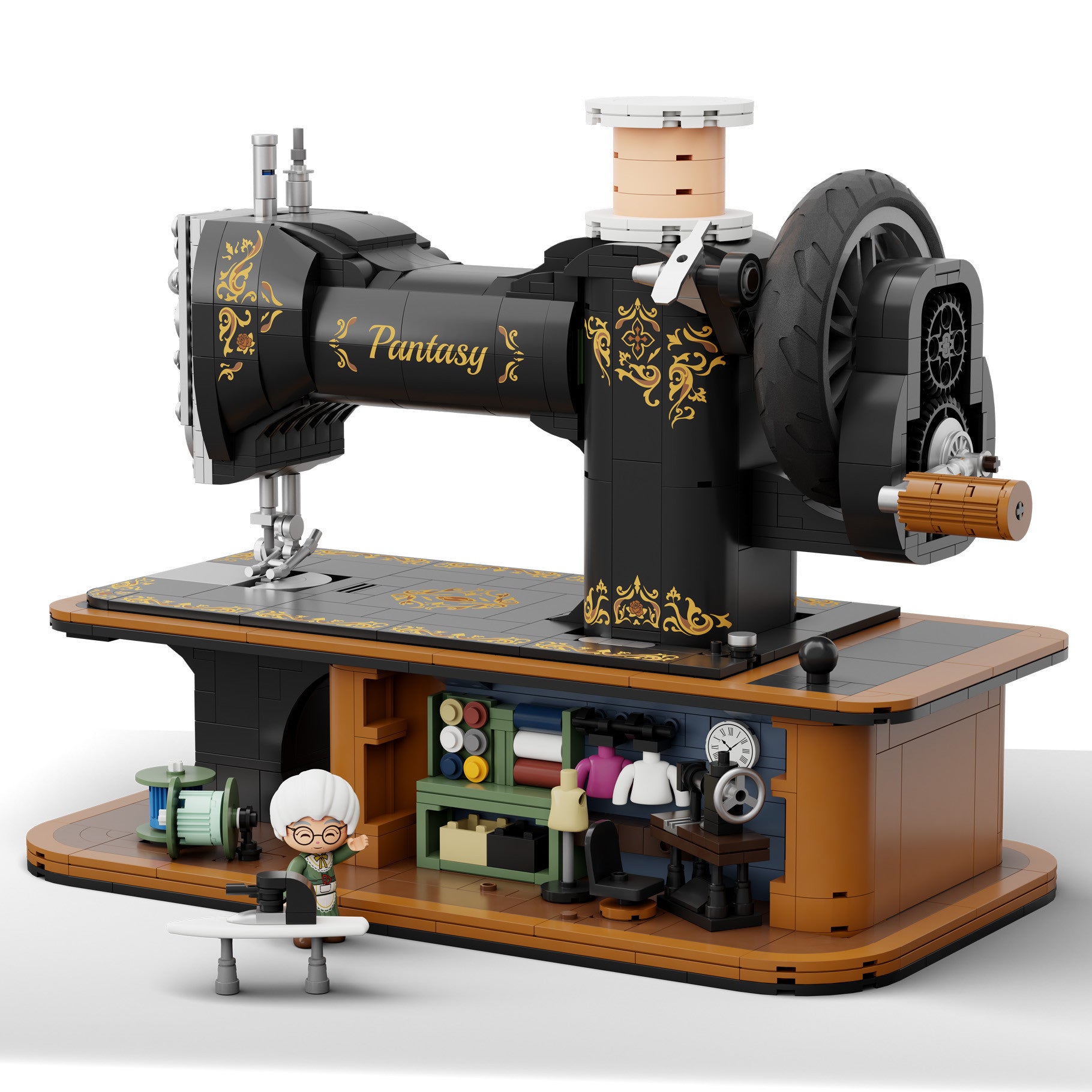 Pantasy Antique Hand Crank Sewing Machine Building Set 1360 Pieces
