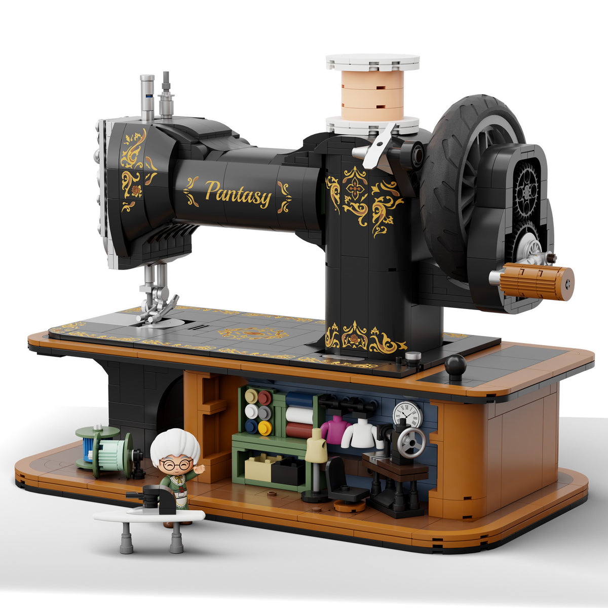 Pantasy Antique Hand Crank Sewing Machine Building Set 1360 Pieces