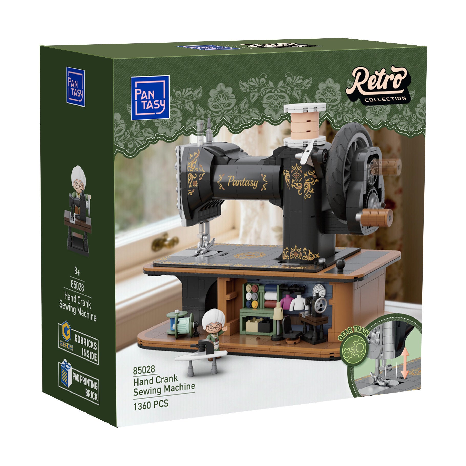 Pantasy Antique Hand Crank Sewing Machine Building Set 1360 Pieces