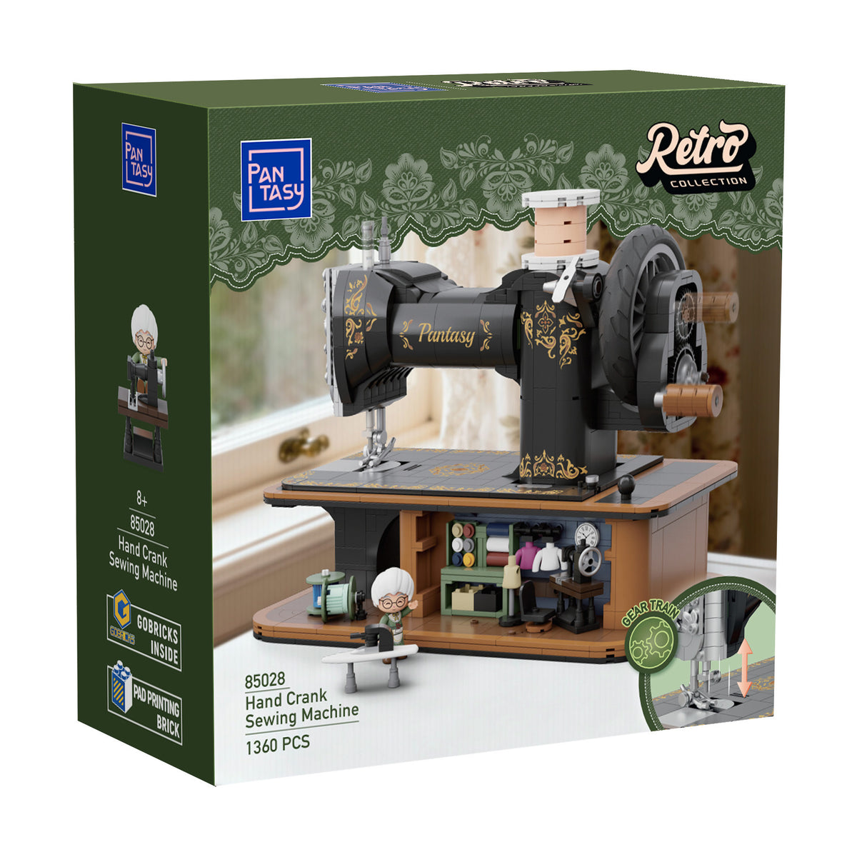 Pantasy Antique Hand Crank Sewing Machine Building Set 1360 Pieces