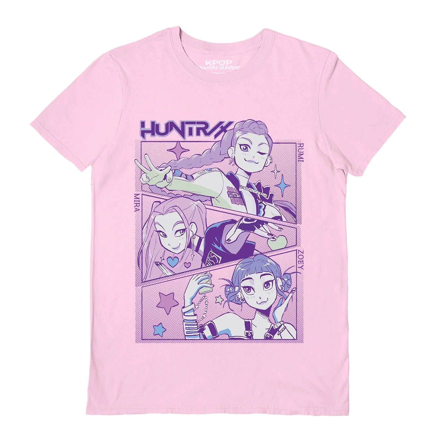 K-Pop Demon Hunters (Huntrix) Light Pink Unisex Short Sleeve T-Shirt (12-13yrs)