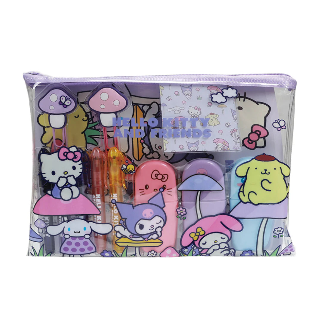Hello Kitty & Friends PVC Bag Stationery Set – Mushroom