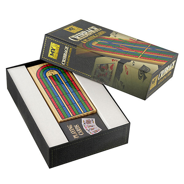M.Y Solid Wood Cribbage Board and Playing Cards Game Set