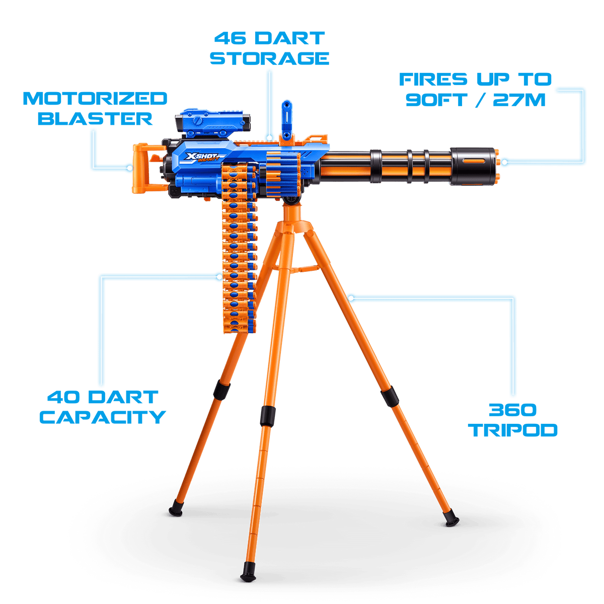 Xshot Insanity-Motorized Rage Fire Gatlin Gun With Tripod